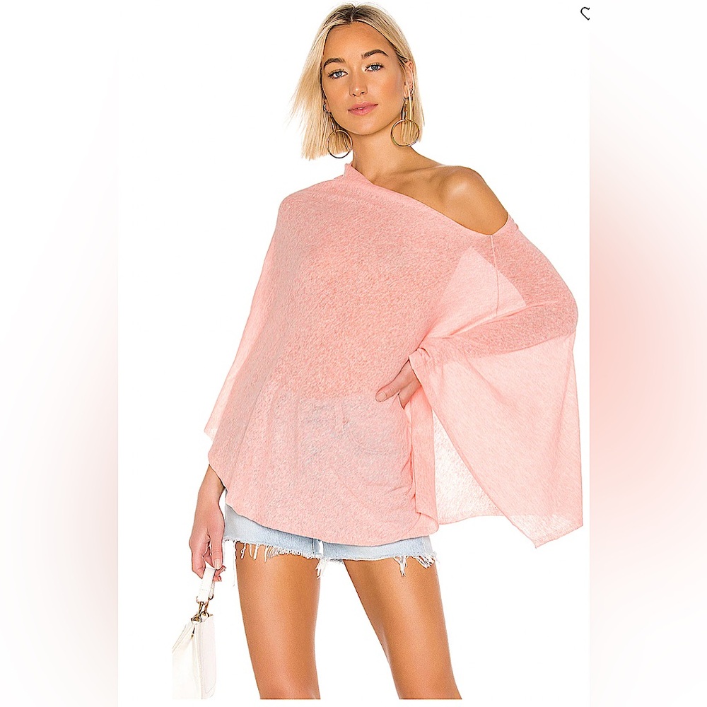 White + Warren Two Way Angled Poncho in “Peach Parfait Heather” - size S
